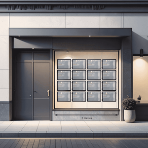 shop or office street window displaying Claralight LED lightpockets