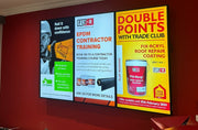 three portrait network digital menu boards