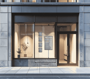 shop window featuring LED lightpocket and digital screen 