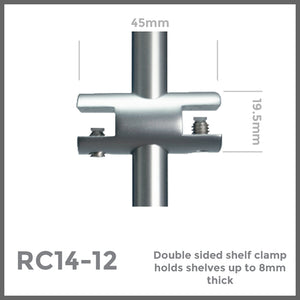 RC14-12 Double Sided Shelf Clamp for 12mm rod