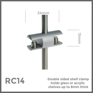 RC14 Double sided clamp for 6mm rod